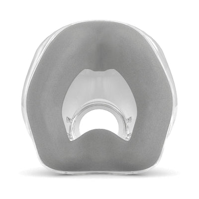 Face side of the ResMed AirTouch N20 cushion, grey UltraSoft memory foam face inside a clear silicone shell