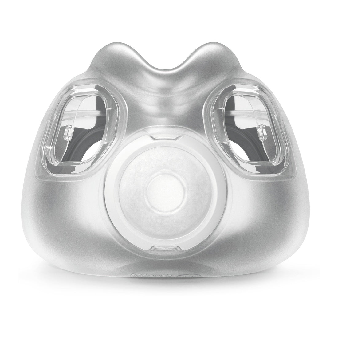 Front view of the ResMed AirTouch F30i cushion, the clear outer shell with the two side frame connectors
