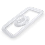 DreamStation humidifier lid seal alone on white, a clear rectangular gasket with its raised center port