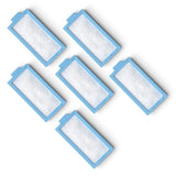 Six Philips DreamStation 2 disposable ultra-fine filters arranged in a flat lay, showing the light blue frames and filter media
