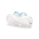 Small DreamWear silicone pillows cushion from below, showing pale blue tinted tips and the S size marking