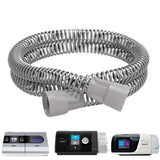 ResMed SlimLine tube shown coiled alongside AirSense 10, AirSense 11 and S9 machine renders for fit reference