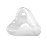 Three-quarter view of the AirFit F20 cushion lying on its side, showing the soft InfinitySeal membrane