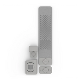 The AirMini mount system modules laid out flat, showing the caddy plate and the three fixings