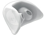 Three quarter view of the Brevida AirPillow seal from the back, showing the F&P logo molded into the underside