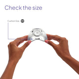 Two hands holding an AirTouch F30i cushion to show where its size letter is printed