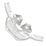 Angled top view of the Swift FX pillows cushion, showing the two pillows and the ResMed wordmark on the body