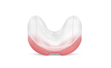 Front view of the AirFit N30 cradle cushion with a red tinted base, the color ResMed uses for Small