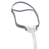 ResMed AirFit N30 nasal cradle CPAP mask with adjustable headgear and tubing on white background