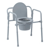 Photograph of the Competitive Edge Line 3-in-1 Folding Commode, assembled with bucket and lid