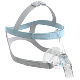 Fisher and Paykel Eson 2 nasal mask at an angle, showing the RollFit seal and blue headgear