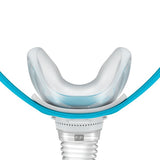 Close-up of the Evora nasal cushion showing the compact seal that rests beneath the nostrils