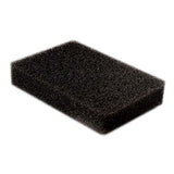 Angled close view of one black rectangular Luna G3 reusable foam air filter on white