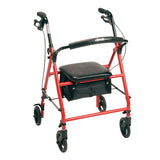 Photograph of the Steel Rollator with 6 inch wheels, red, primary product view