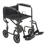 Photograph of the Steel Transport Chair, silver vein and black, additional product angle