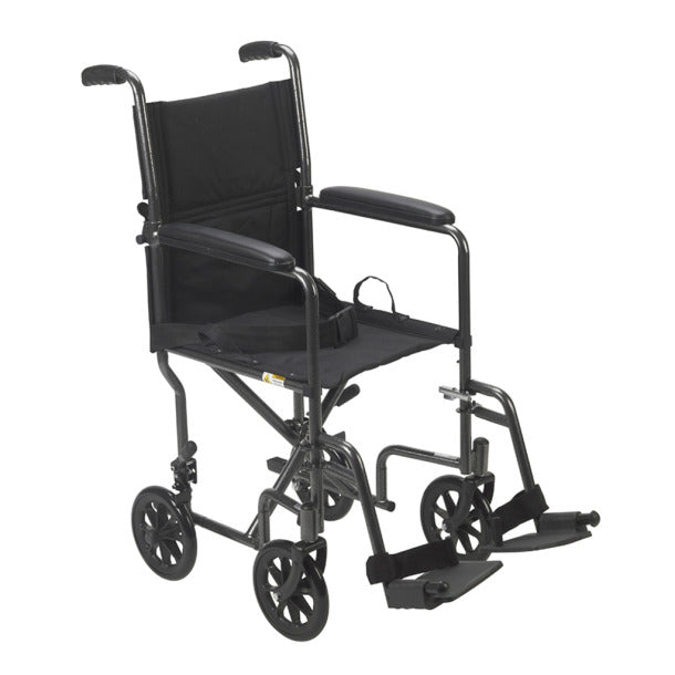 Steel Transport Chair, Silver Vein and Black