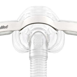 Close view of the AirFit N20 InfinitySeal cushion and the diffused venting built into the elbow