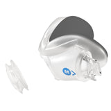 ResMed AirTouch N30i Medium nasal cushion with its fabric cushion and built-in vent insert shown separated