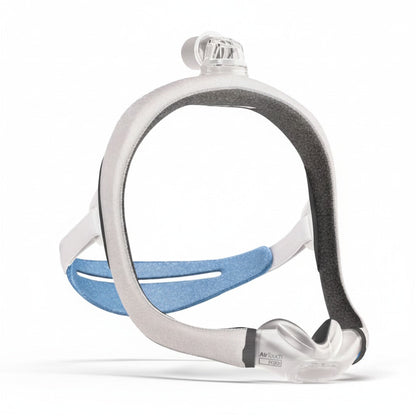 The ResMed AirTouch N30i nasal mask assembled, three-quarter view showing the fabric wrapped frame and cushion