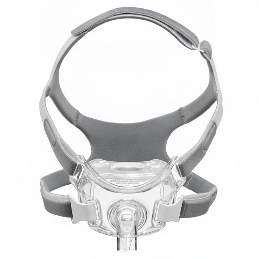 Philips Amara View full face mask front view, showing the under-nose cushion and padded headgear
