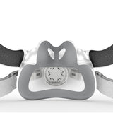 Close-up of the grey ComfiSoft fabric cushion on the AirTouch F30i, seen from inside with the vent ring behind it