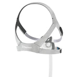 Rear angled view of the AirTouch F40, showing the headgear straps and the fabric lining inside the cushion