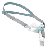 Angled product shot of the Brevida frame with its blue upper strap and gray adjustable lower strap