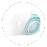 Close-up of the Brevida AirPillow seal showing the M-L size marking on its teal ring