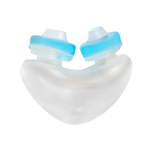 Front facing view of the gel nasal pillows, showing both blue gel tips and the heart shaped cushion base