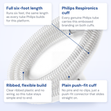 Philips DreamStation 15 mm standard tube callout diagram showing both cuffs and coil length
