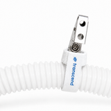Transcend hose holder clipped around a white CPAP hose, one of the two holders in the Essentials Pack