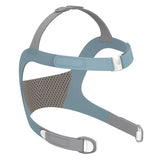 Fisher and Paykel Vitera full face headgear shown from the front, fabric straps laid out flat