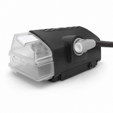 ResMed AirSense 10 machine with the ClimateLineAir heated tube connected and humidifier chamber open