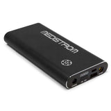 Three quarter view of the charcoal Medistrom Pilot Flex showing the charge port, voltage light, USB ports and DC out
