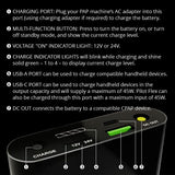 Medistrom infographic numbering the seven controls on the Pilot Flex port face, from charge port to DC out