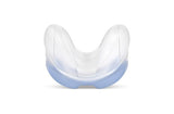 Front view of the AirFit N30 cradle cushion with a blue tinted base, the color ResMed uses for Medium