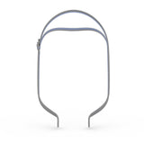 Front view of the fully assembled AirFit N30 mask with headgear and the AirMini-side connector stub