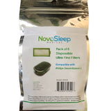 Back of the NovoSleep packaging for the DreamStation 2 compatible disposable ultra-fine filter, pack of six, confirming model 86206