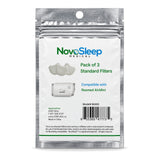 Front of the NovoSleep pouch of three standard filters, marked compatible with the ResMed AirMini