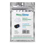 NovoSleep pouch of three standard filters, labeled compatible with ResMed AirSense 11 devices, part number 86013