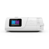 ResMed AirCurve 11 VAuto bilevel machine on a white background, color touchscreen and water chamber visible