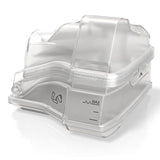 Photograph of the ResMed HumidAir standard water tub, angled view showing the MAX fill line