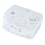 Fisher and Paykel SleepStyle water chamber on white, front corner view with the lid closed
