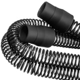 Close-up of the black endcaps on the React Health UltraNoir CPAP tube
