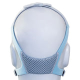 Side view of the Vitera headgear showing the blue forehead straps and the lower strap arrangement