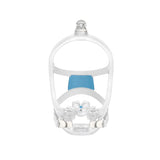 Front view of the ResMed AirFit X30i oral nasal mask with nasal pillows, oral cushion and top-of-head elbow