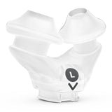 Three-quarter view of the ResMed AirFit X30i Large nasal pillows cushion, with the black L size marker